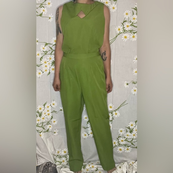 Vintage Giorgio Fiorlini chartreuse green abstract tailored ladies pant suit set - Picture 2 of 11
